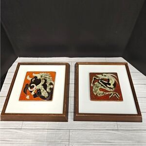 Harris Strong Artist Cubist Hand Painted Art Pottery Gallery Tile Rare Decor
